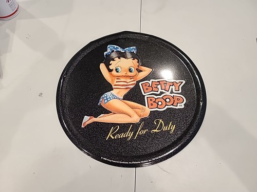 Betty Boop Metal Tin Wall Sign "Ready for Duty" 12" Round '98 VTG King Syndicate - Picture 1 of 10