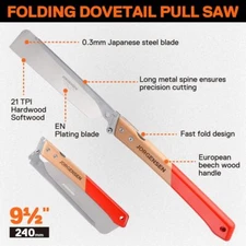 JORGENSEN Japanese Pull Saw 9.5 Inch Pro Folding Dovetail Saw SK5 Steel Blade