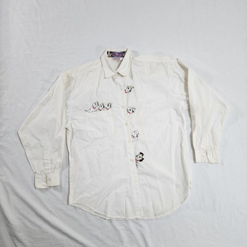 Chemise vintage Disney 101 dalmatiens femme blanche moyenne manches longues boutonnée
