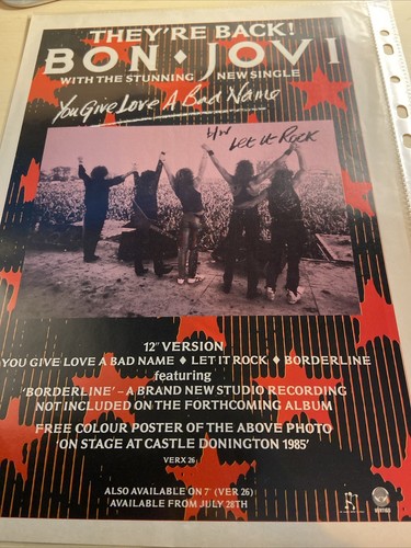 BON JOVI YOU GIVE LOVE A BAD NAME ORIGINAL ADVERT/ POSTER/CLIPPING - Picture 2 of 3