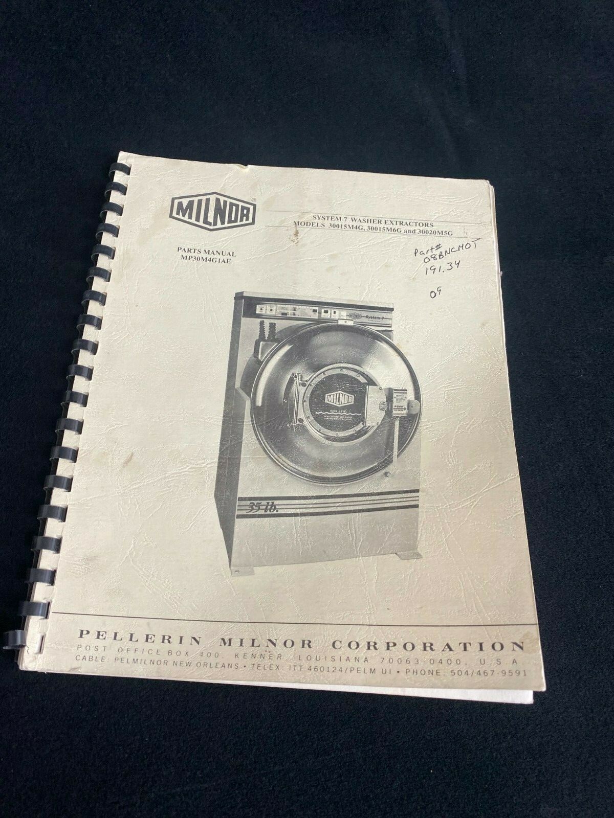Pellerin Milnor Parts Manual MP30M4G1AE System 7, 30015M4G, 30015M6G
