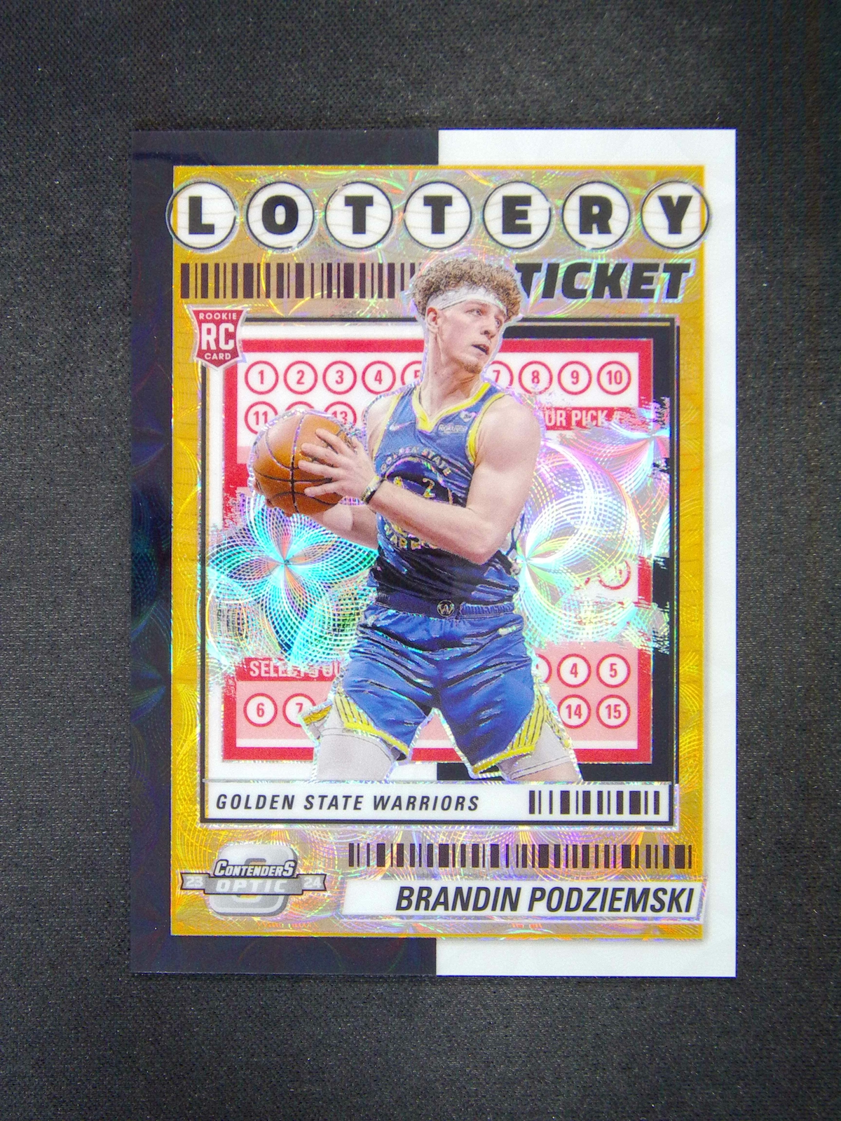 2023-24 Contenders Optic Brandin Podziemski #6 RC Lottery Ticket White Black /25