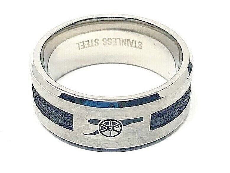 Arsenal FC Acier Inoxydable Noir Incrustation Crest Bague Complète En Cadeau Afc