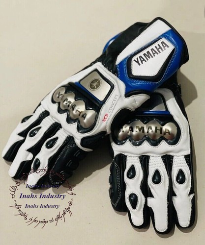 Yamaha Motorcycle Boots Genuine Leather Shoes With Motorbike Racing Gloves - Picture 12 of 12