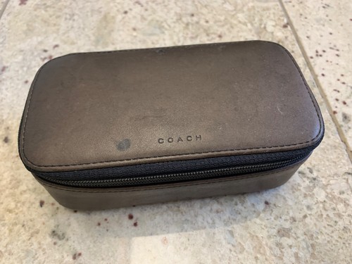 Vintage Coach molliger Kosmetik Make-up Reisekoffer mit Spiegel braun Leder Legacy