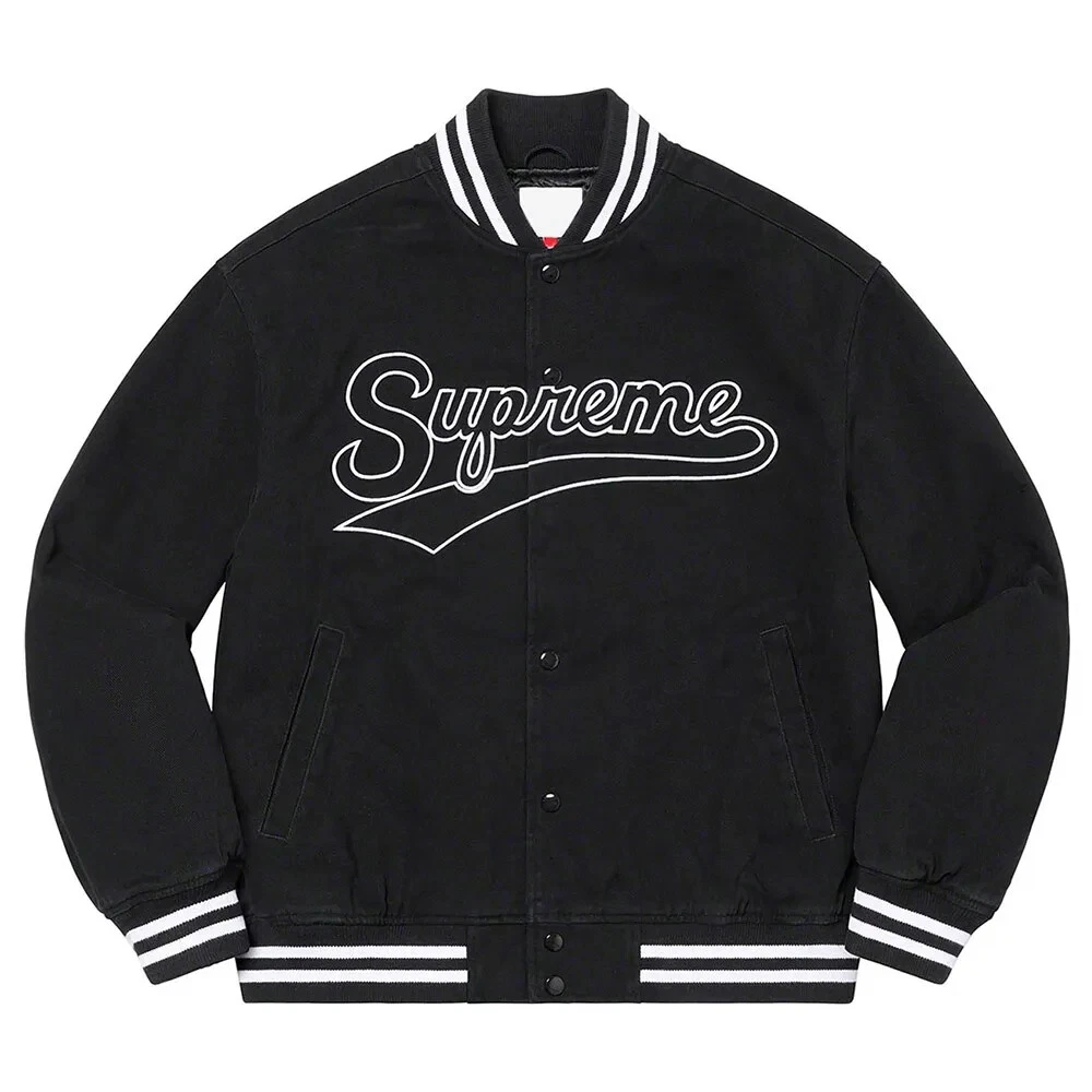 Veste universitaire Letterman Supreme Doughboy noire toute laine