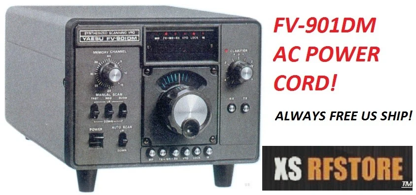 XS RF STORE TM POWER CORD AC FITS: Yaesu External VFO FV-901DM BRAND NEW AND FREE USA SHIPPING!