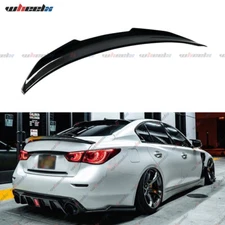 GLOSS BLACK PSM STYLE HIGHKICK REAR TRUNK SPOILER WING FOR 2014-24 INFINITI Q50