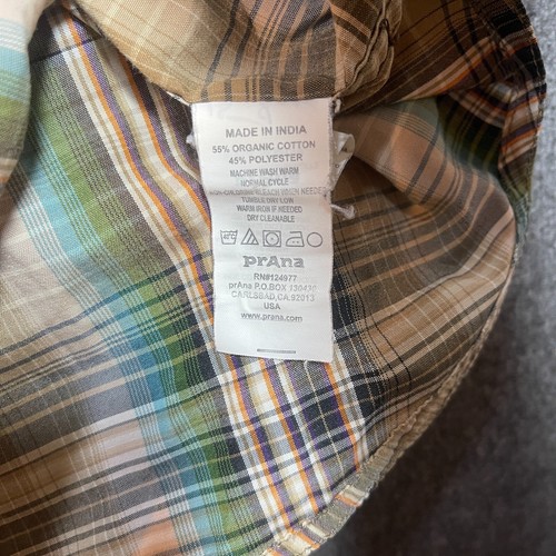 PRANA Shirt Adult Extra Large Plaid Short Sleeve Button Up Casual Outdoor Mens. - Picture 12 of 13
