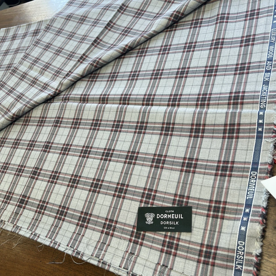 Telas de traje de lujo DORMEUIL 55% lana, 45% seda CHAQUETA, cuadros 2 m Foto 2 de 4