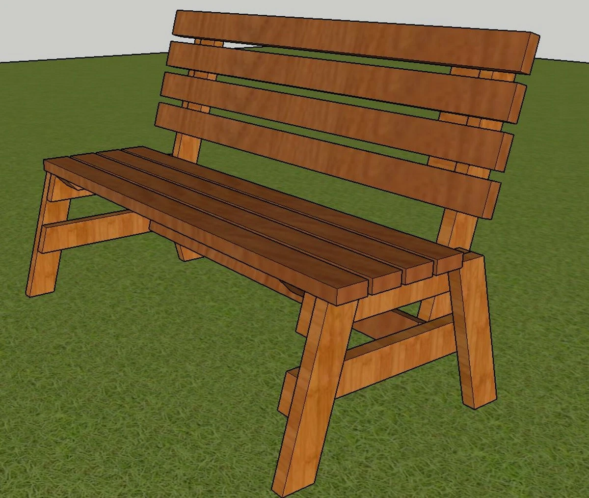 Park Bench Plans 5 ft. long 2x4 wood design DIY Patio Garden