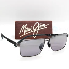 NEW Maui Jim PIHA Polarized Sunglasses Shiny Gunmetal Black/ Dual Mirror B621-02