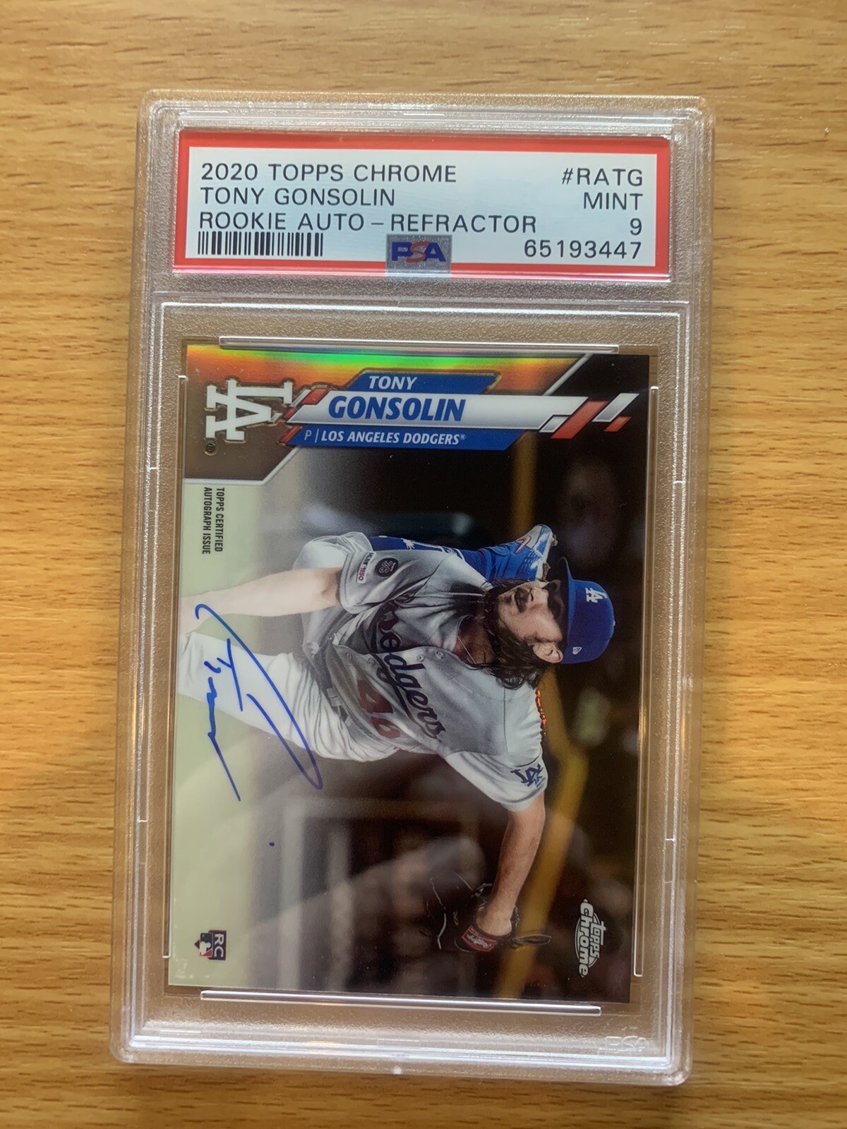 Tony Gonsolin - 2020 Topps Chrome Rookie Auto Refractor /499 RC PSA 9 Mint