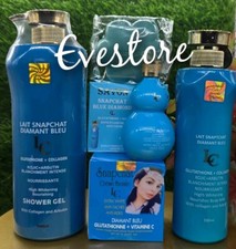 5pc. Lait snapchat Diamant blue lotion, serum, Facecream, shower Gel  Soap