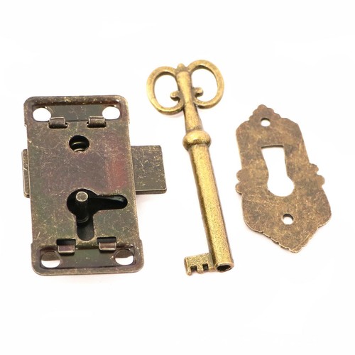 Furniture Cabinet Door Lock Kit with Key Antique Drawer Wardrobe Lock Decorative - Picture 5 of 6