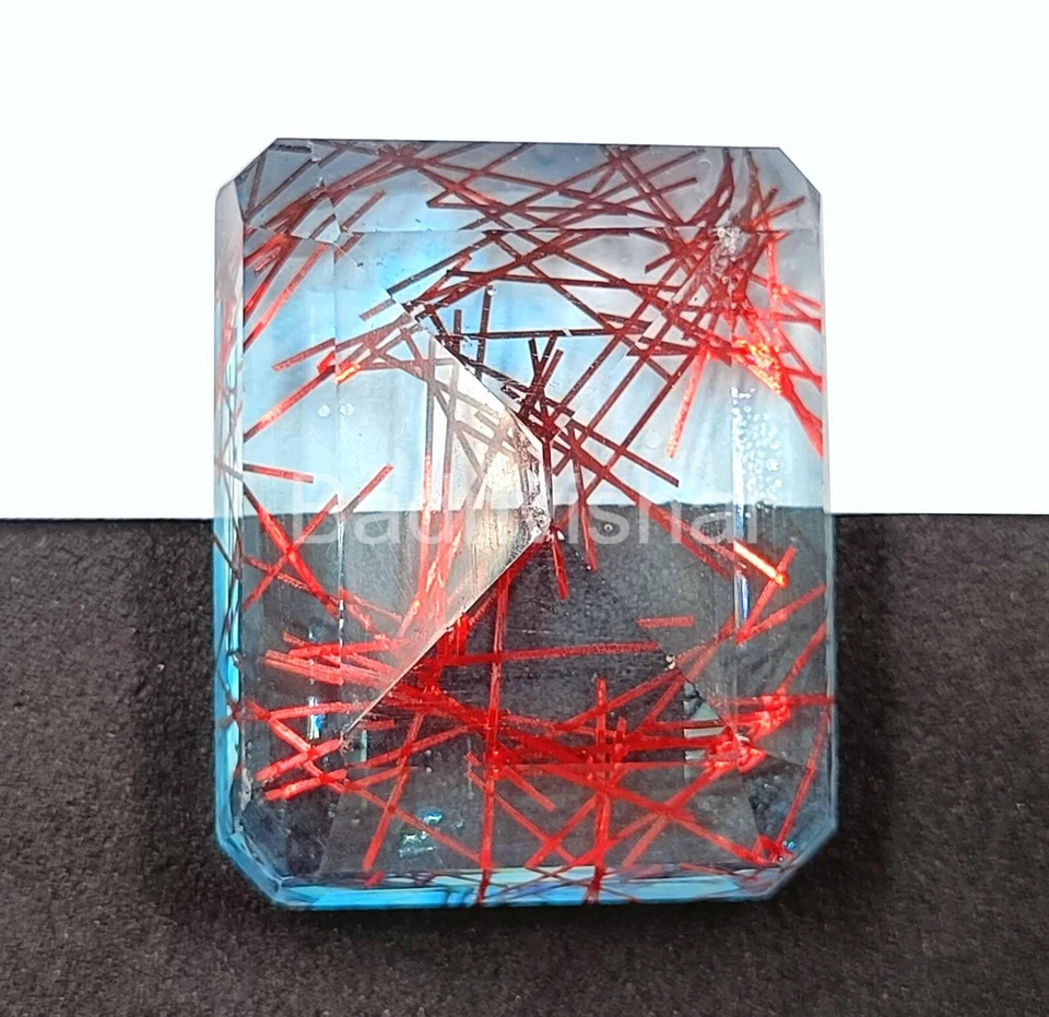 146 Ct IGL Bi-Color Rutilated Quartz Emerald Cut Brazil Loose Gemstone 4AUD - Image 3 of 4