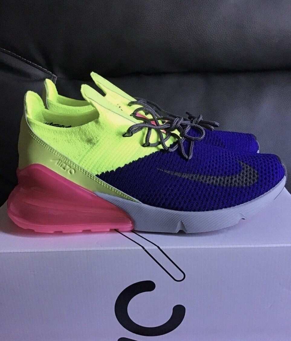 Nike Air Max 270 Flyknit Running Shoes Men 9.5 Regency Purple Volt Pink Sneakers s-l1200.jpg main image 3