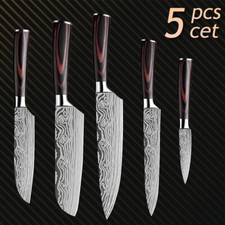 5Pcs Kitchen Knives Set Japanese Damascus Sta...