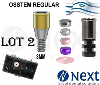 LOTx2 Dental Abutment Flat 3 mm attachment Hiossen Regular Set conical