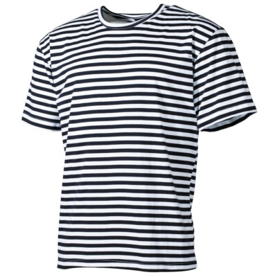 MFH Maglia Maglietta T-shirt uomo a righe in cotone Bianco/Blu