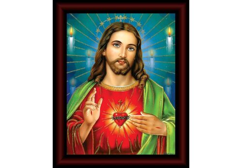 Lord Jesus Sparkle Framed God Printed Picture With Frame (14 x 11 inch) Set of 1 - Picture 1 of 3