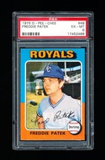 1975 OPC BASEBALL 48 FREDDIE PATEK PSA 6 EX-MINT ROYALS POP 1
