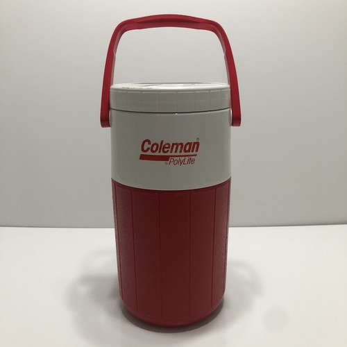 Vintage Coleman Polylit 1/2 Gallone Thermoskanne 5590 aufklappbarer Auslauf Strand Wasserkrug