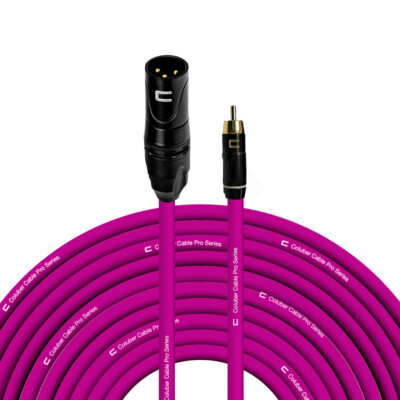 3-Pin XLR Male to RCA Unbalanced Mono Audio Cable - Custom Length Color Cord