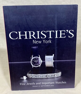 CHRISTIE'S 2002 New York Auction Catalogue Fine Jewels & Important Watches OEM /
