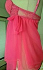 S Hot Pink Negligee Babydoll nightie sheer lace underwire chiffon sexy — photo 2