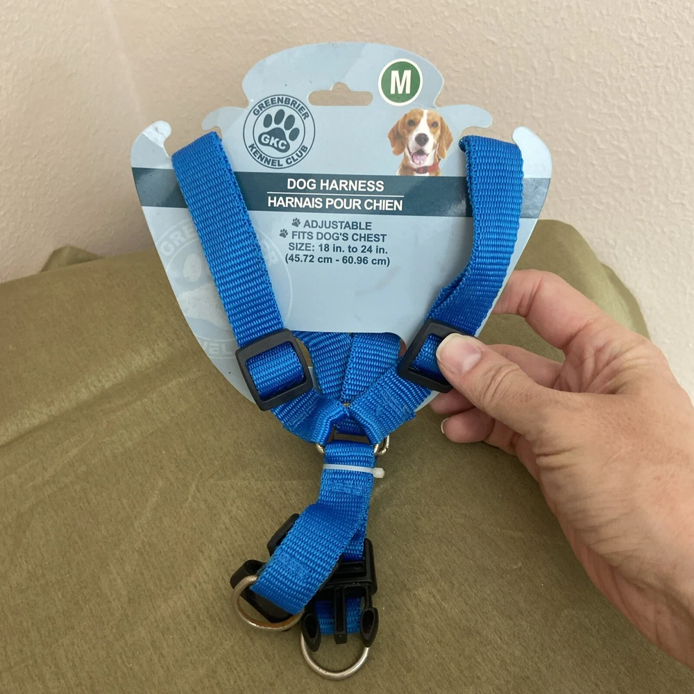 Dog Harness Size M Medium Plain Blue GKC Adjustable Dogs Chest 18-24 In.