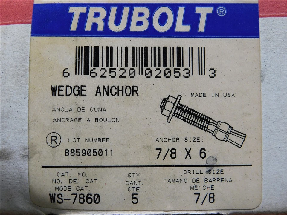 NUEVO Lote de 30 anclajes de cuña Trubolt TW Ramset/Red Head WS-7860 7/8 X 6 Foto 3 de 3