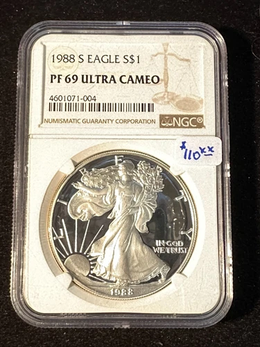 1988 S AMERICAN SILVER EAGLE NGC PF 69 ULTRA CAMEO 004
