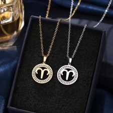 Edelstahl Sternzeichen Zodiac Sterne Gold Silber Schmuck Damen Herren Kette