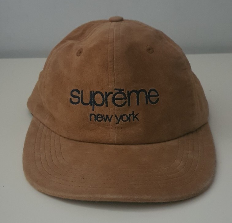 SS16 Supreme Suede Classic Logo 6-panel Cap Tan Leather Hat Brown 