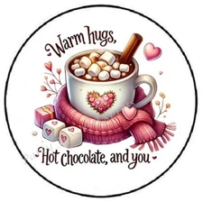 WARM HUGS HOT CHOCOLATE AND YOU ENVELOPE SEALS LABELS STICKERS PARTY FAVORS