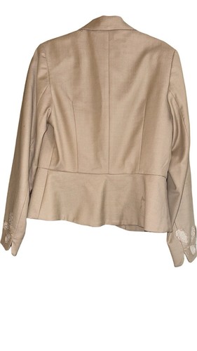 Rebecca Taylor Tan Tie Front Wool Blend Blazer Size 10 - Picture 9 of 10
