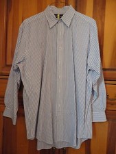 Men's Polo Ralph Lauren Blue Striped Yarmouth LARGE 16 1/2-33 Long Sleeve Shirt