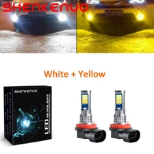 2X H11 H8 White Amber Yellow LED Fog Light Bulb Dual Color Switchback