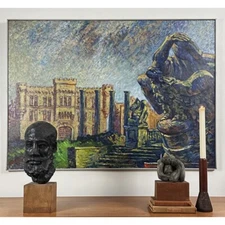 Vintage Expressionist Urban Landscape by Anthony Ferrara, Signed (2000, OOC)