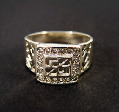 Sparkle Multi Stone Signet Ring, Filigree Geometric Ring 925 Silver Wide CZ Ring