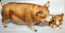 Pig Swine Collectors Vintage Ceramic Porcelain 7" Pig Piglet Figurines