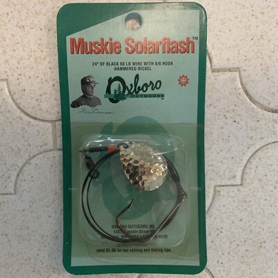 Oxboro Muskie Solarflash Lure 24  Black 60lb Wire w/ 8/0 Hook Hammered Nickel