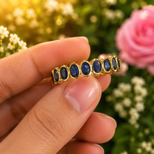 2Ct Lab Created Blue Sapphire Eternity Weddin...