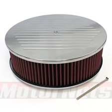 14x4 Polished Aluminum Ball-milled Air Cleaner Red Washable Sbc 350 Bbc Hot Rod