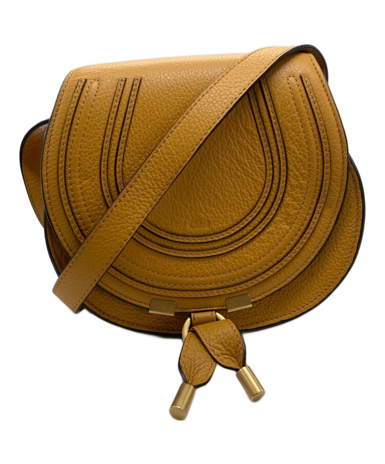 Chloe Marcie Mini Crossbody Bag Leather Orange Womens Gold Hardware Purse