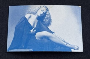 SHOWGIRL/flapper/ "risque"-PIN-UP  arcade/postcard c1940s Blue Tone Blonde