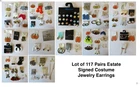 Lot of 117 Pairs Designer Signed Costume Jewelry Earrings Vintage - Now Wearable