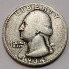 1934 D Washington Quarter, 90% Silver US 25 Cent Coin Perfect 4 Albums, Q-D34G