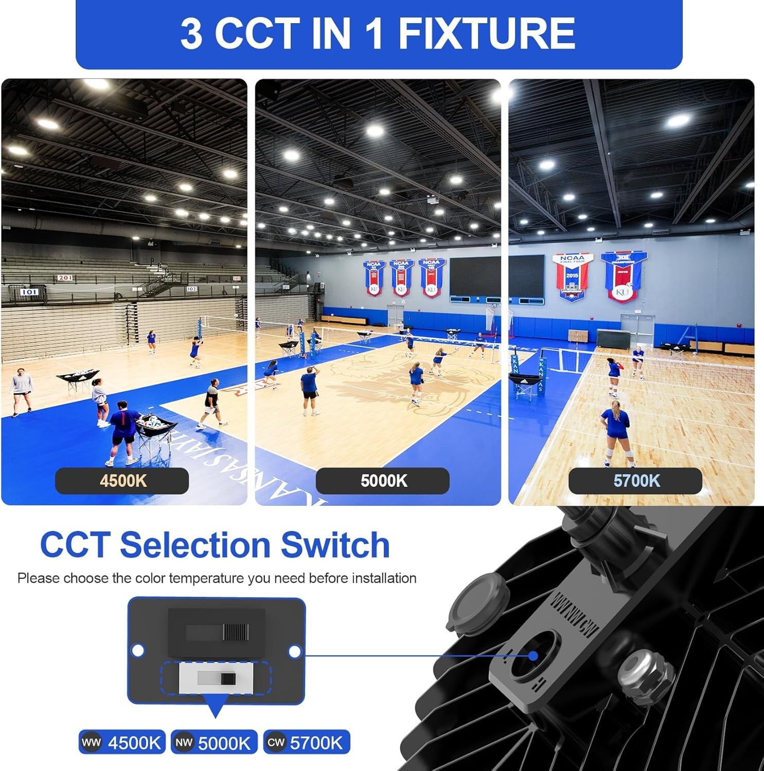 2 Pack 150W Dimmable High Bay LED Shop Light 4500K 5000K 5700K for Warehouse Gym